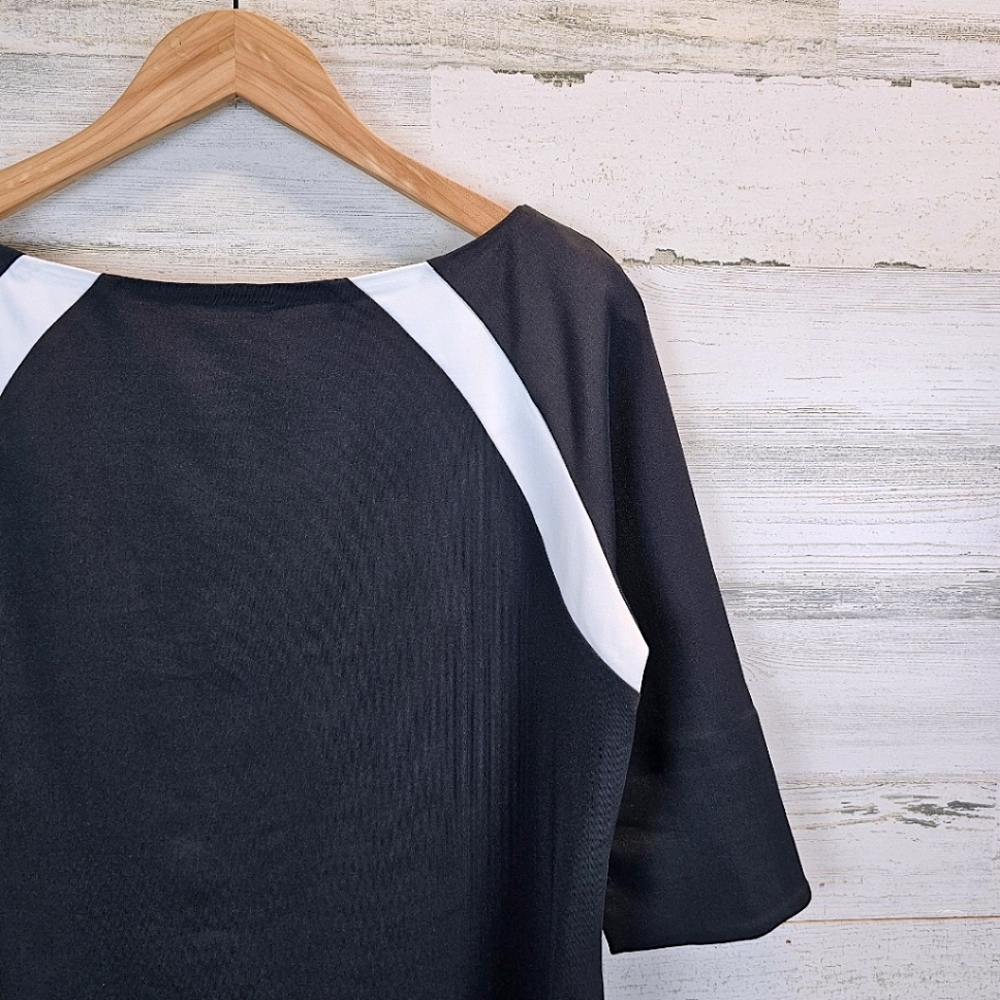 Gretchen Scott Jersey Tee Topper Medium Black 3/4 Sleeves Sporty Athleisure Golf - Picture 14 of 16